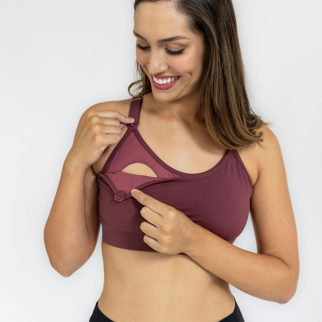 Mamastefit x LoveandFit - Strappy Back 2.0 Nursing Bra - Mamaroon – Love  and Fit