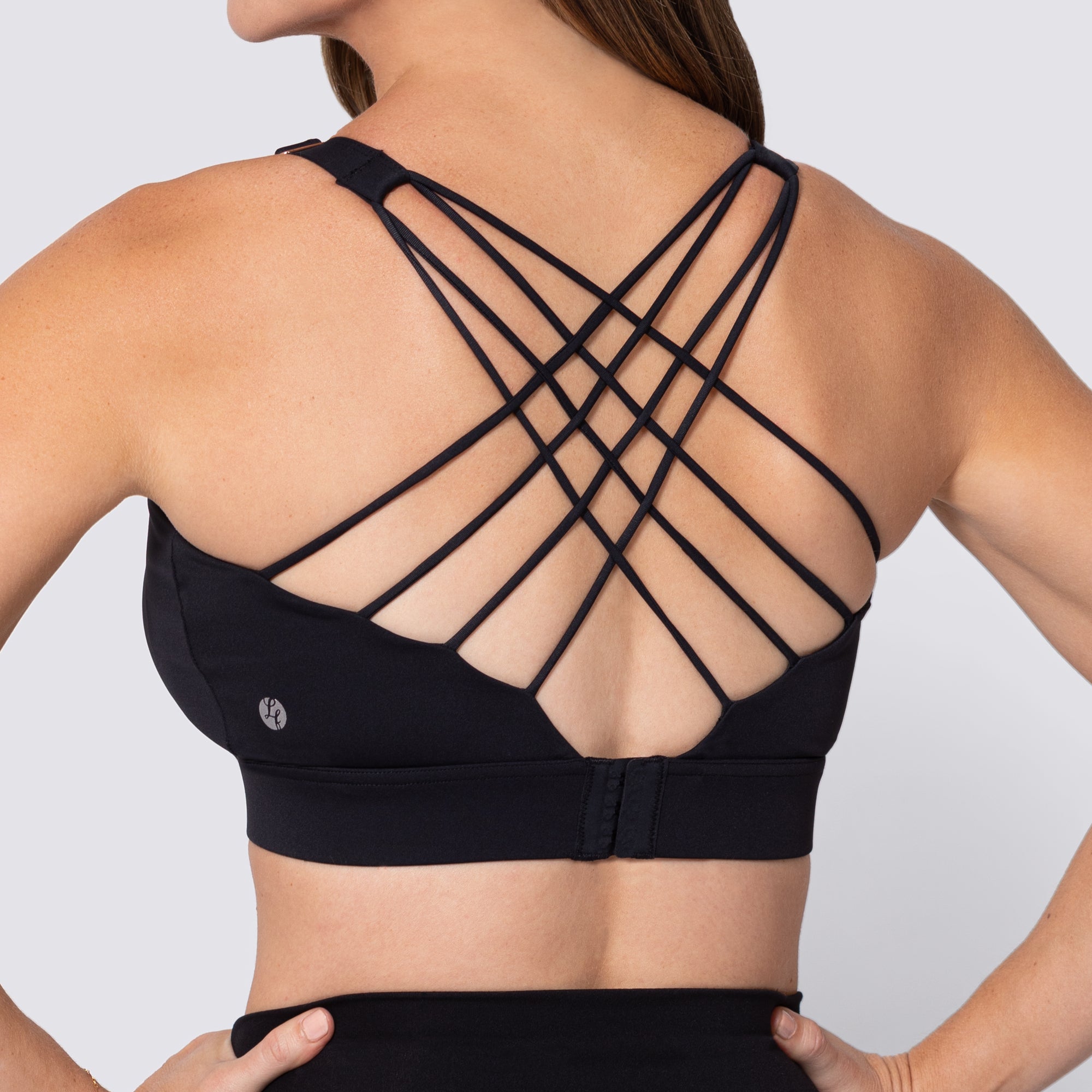 Black, Strappy Backless Sports Bra